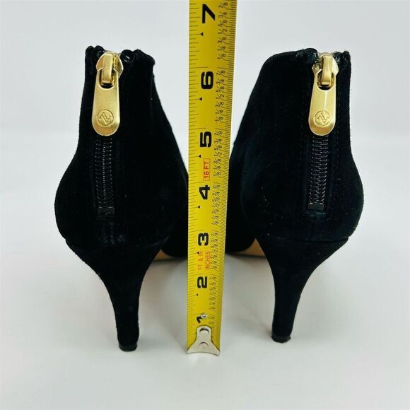 Adrienne Vittadini Women's Black Suede Peep Toe Booties Size 7.5 Back Zipper - Picture 8 of 12